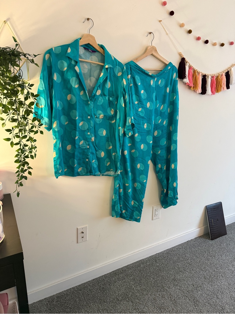 Teal Polka Dot Women's Pajama Set